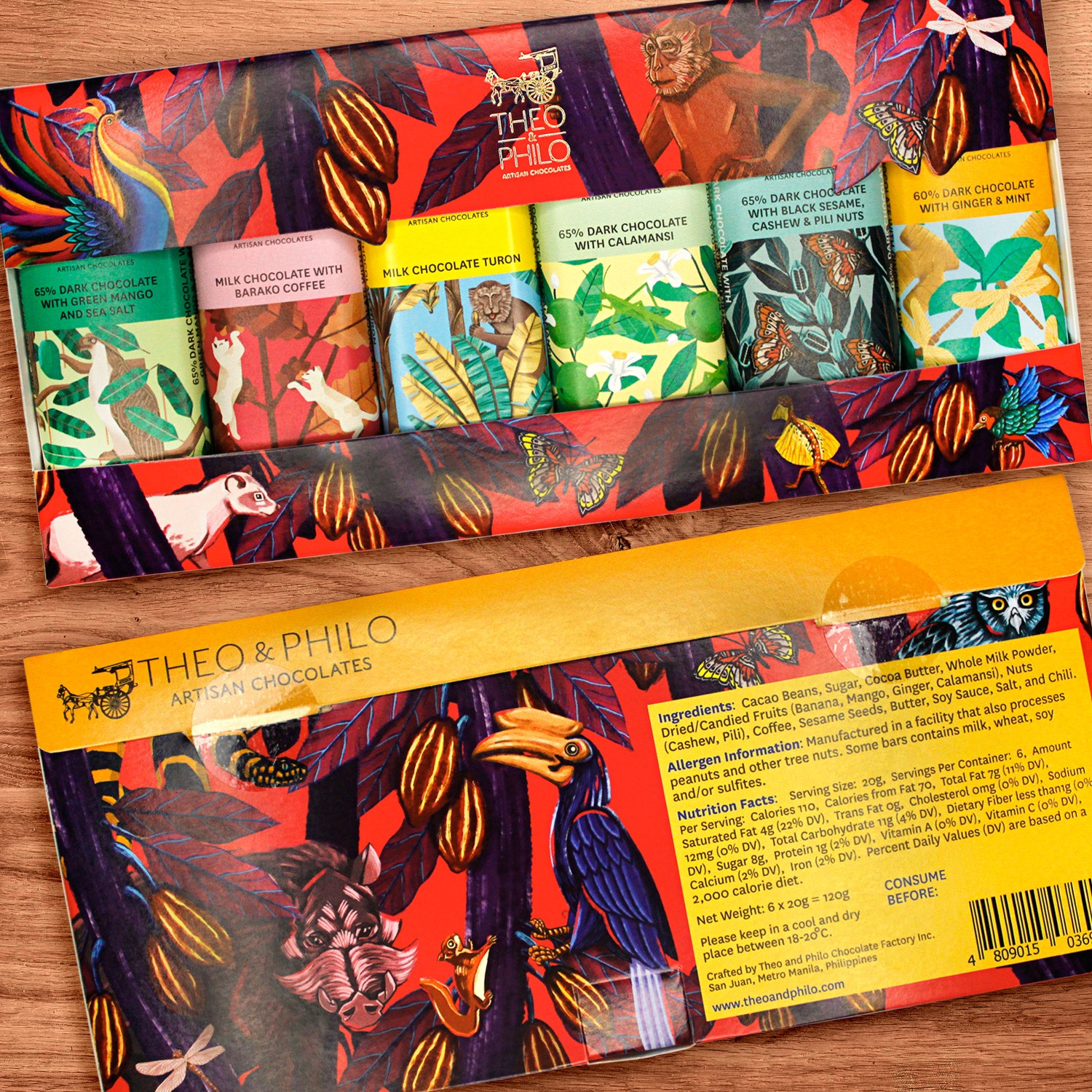 Theo & Philo Artisan Chocolates: Assorted Chocolate Mini-Sampler Box.